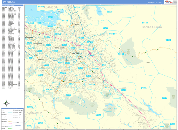 San Jose City Digital Map Basic Style